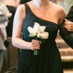 Navy blue chiffon Bill Levkoff Bridesmaid Dress